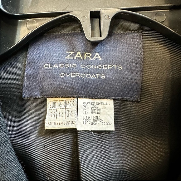 Zara Classic concepts wool blend coat sz 44/12 Black Zip Up Pockets Md In Spain - Picture 8 of 16
